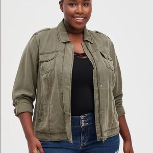 TORRID OLIVE TENCEL BOMBER JACKET NWT SZ 1X